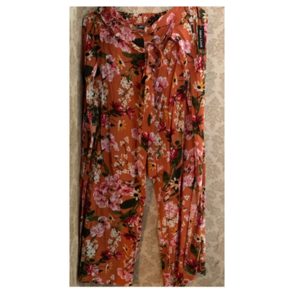 Wide leg floral pants